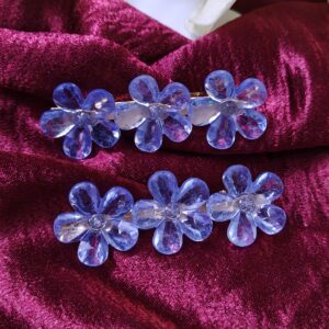 Flower Crystal Alligator Hair Clips_Sky Blue