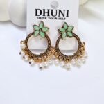 Gold Oxidised Stone Earrings