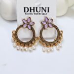 Gold Oxidised Stone Earrings