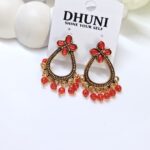 Gold Oxidised Stone Earrings