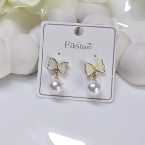 Bow Pearl Drop Korean Earring