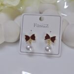 Bow Pearl Drop Korean Earring