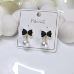 Bow Pearl Drop Korean Earring