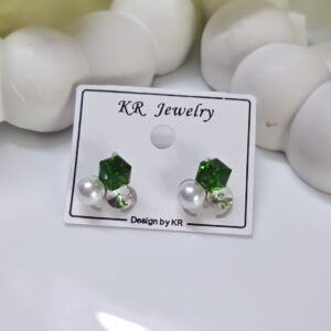 Trendy Crystal Korean Studs_Green