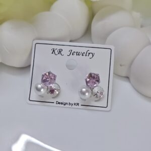 Trendy Crystal Korean Studs_Pink