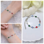 Multi Color Crystal Silver Adjustable Bracelet