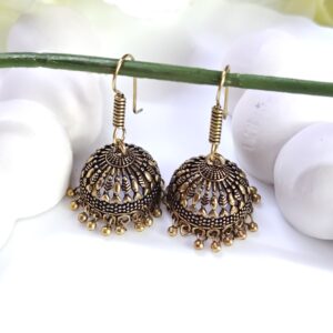 Mehandi Gold Hook Jhumka _ Medium Size