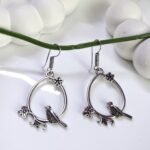 Oxidised Parrot Earring _ Medium Size