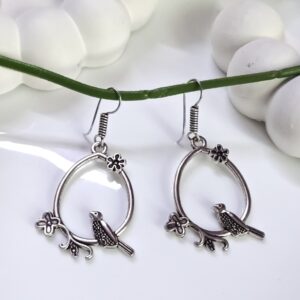 Oxidised Parrot Earring _ Medium Size