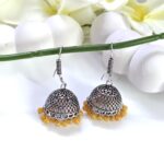 Oxidised Hook Yellow Beads Jhumka_Medium Size