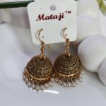 Gold Oxidised Jhumka _Medium size
