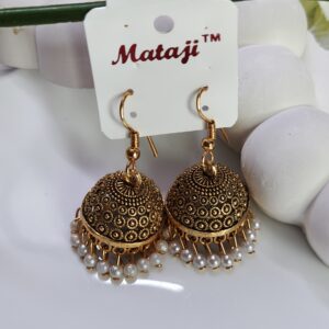 Gold Oxidised Jhumka _Medium size