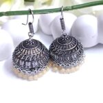 Oxidised Hook Sandal Beads Jhumka_Large Size