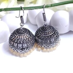 Oxidised Hook Sandal Beads Jhumka_Large Size